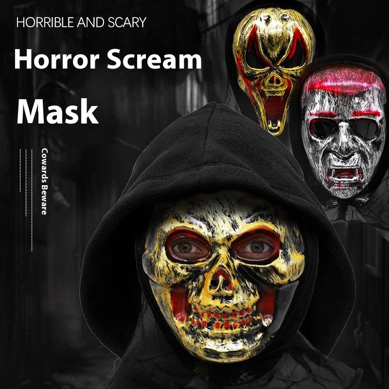 1Pcs Ghost Festival Makeup Party Horror Scary Skull Antique Full Face Scream Headmask Halloween Retro Mask Skeleton Ghost Masks