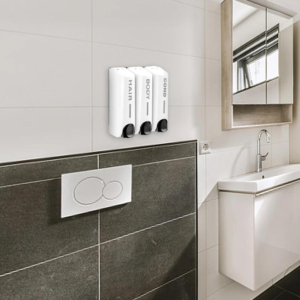 3-Pack 350ml Wall-Mounted Shower Dispenser - Shampoo & Body Wash Organizer for Bathroom (Durable Plastic)