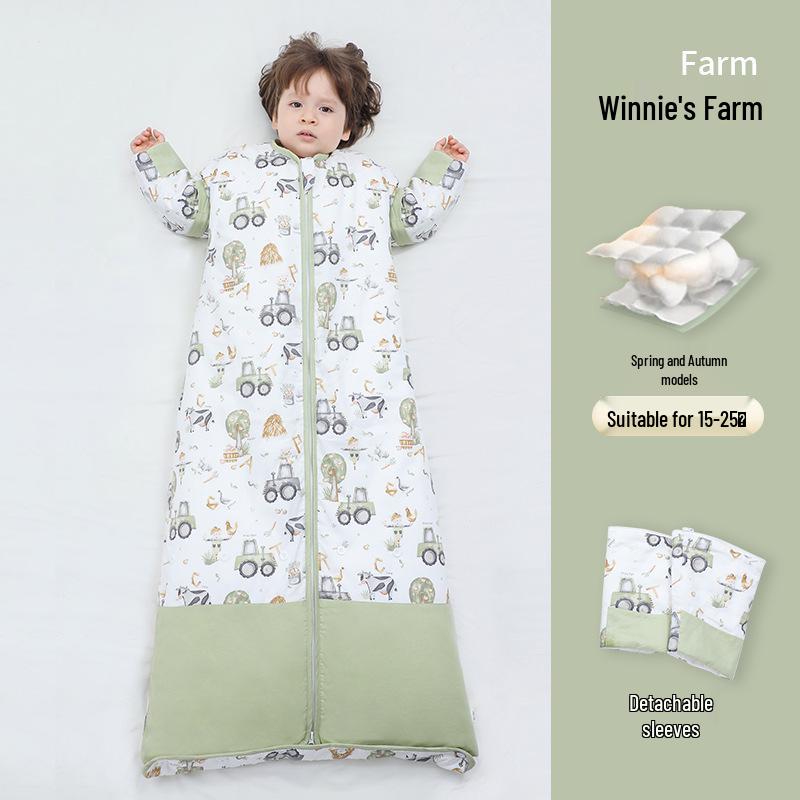 

Adjustable Thickened Anti-Kick All-Cotton Baby Sleeping Bag for All Seasons M—120cm (Height 90—120cm)