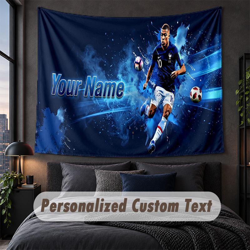 Custom Name Text Tapestry,Kylian Mbappe Decorative Wall Hanging, Background Tapestry For Home Bedroom