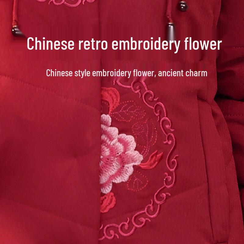 Thickened Floral Padded Winter Coat for Elderly Women