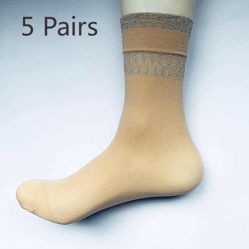 5 Pairs of Women's Spring and Autumn Medium Thick Anti Hooking Breathable Stockings