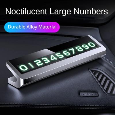 Targa di parcheggio temporanea per auto, universale, girevole, con numero di telefono, adesivi in alluminio, per fermare il parcheggio in Accessori per auto e styling auto