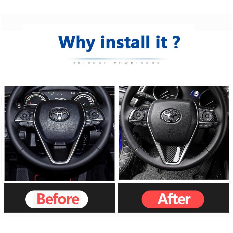 Car Steering Wheel Trim Circle Sequins Cover Sticker Interior Moulding For Toyota Camry XV70 2018    Accessories