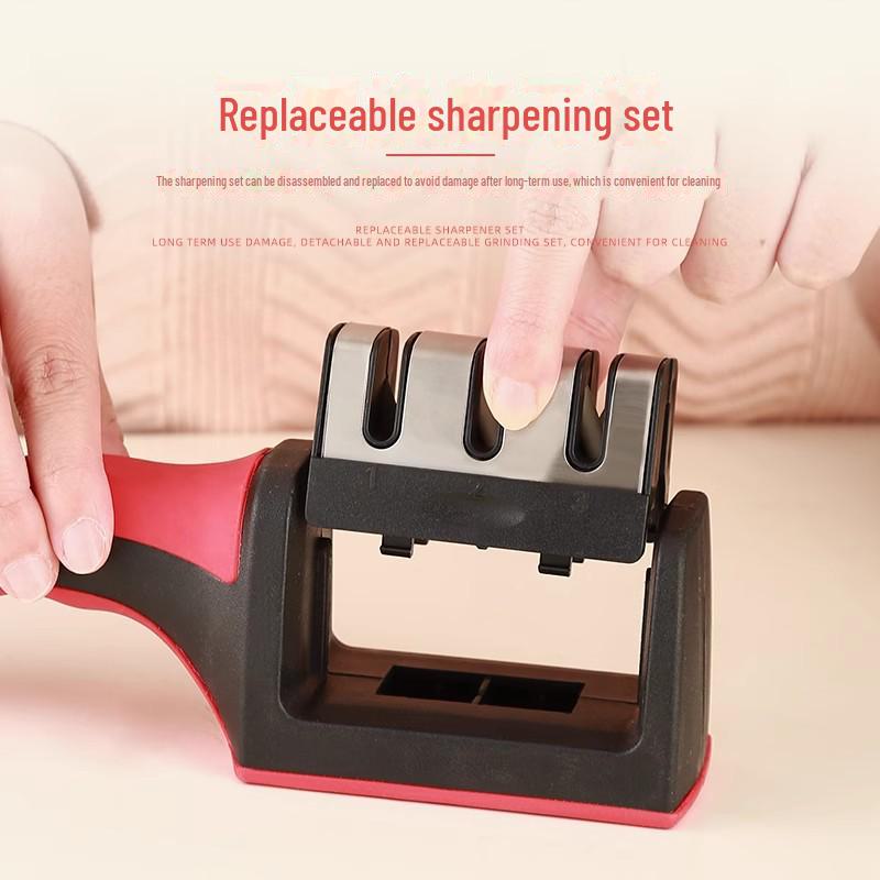 Multifunctional Handheld Three-Stage Kitchen Knife Sharpener for Household Use
