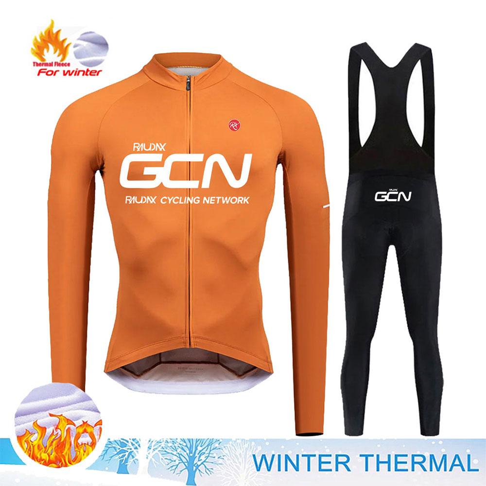 Bike Team 2026 Winter Long Sleeves Cycling Clothing Men's Thermal Fleece Cycling Jersey Set Moutain Road Bike Uniform