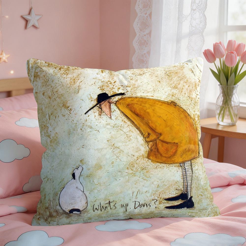 SSam Toft Art Retro Cushion Cover Square Short Plush Pillow Case Living Room Sofa Home Decor Funda X