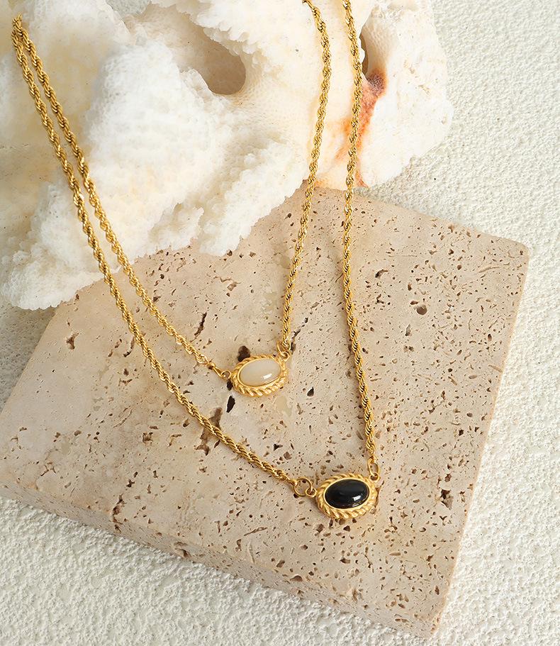 18K Gold Titanium Steel Twist Chain Pendant Necklace - Retro Hip Hop Clavicle Jewelry for Women