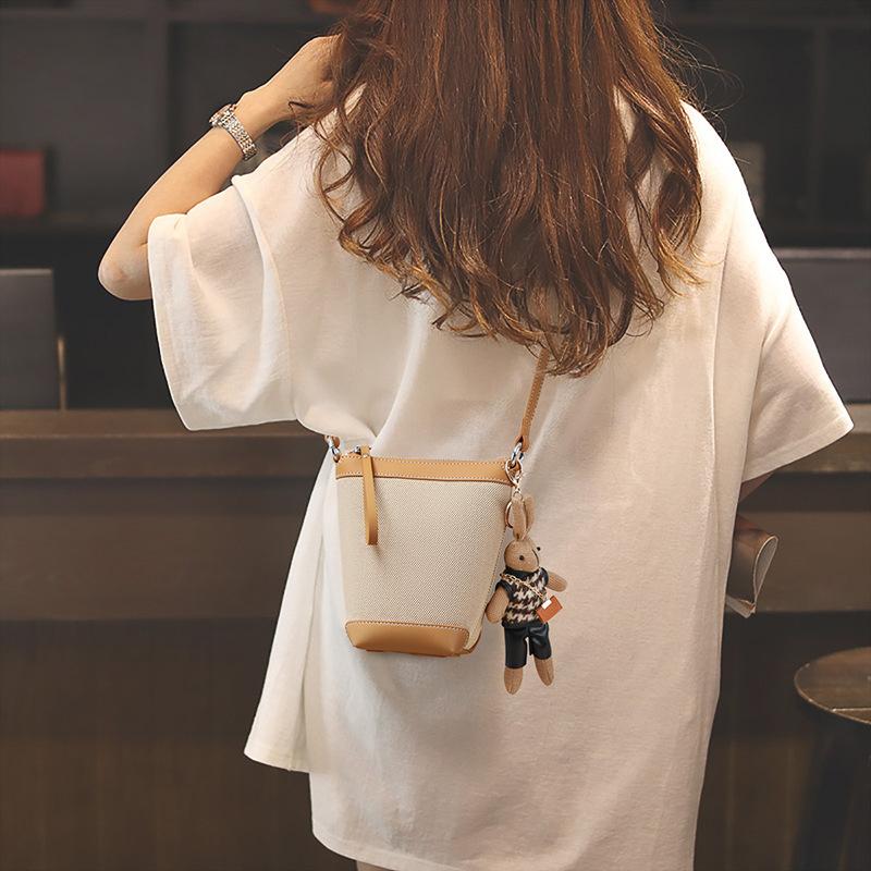 Female Crossbody Bag Female Canvas Bucket Bag Spring Summer High-grade Lightweight Bag