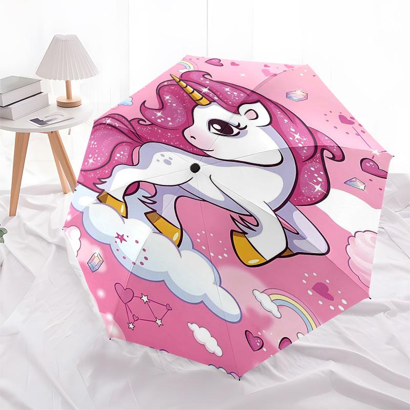 1PC Unicorn Clouds Umbrella-8-Rib Reinforced, Automatic Open, Lightweight & Durable, Fashion Accessory for Outdoor, Beach L0398