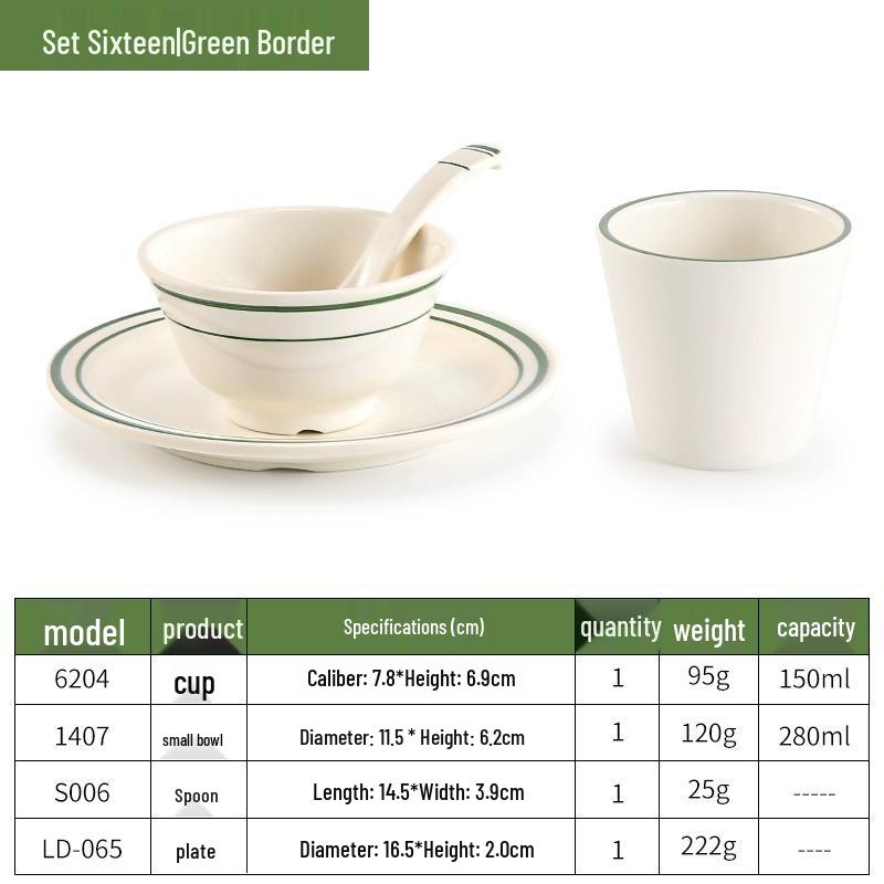 Melamine Four-Piece Table Set: Imitation Porcelain Plastic Bowls & Plates for Restaurants and Hotels