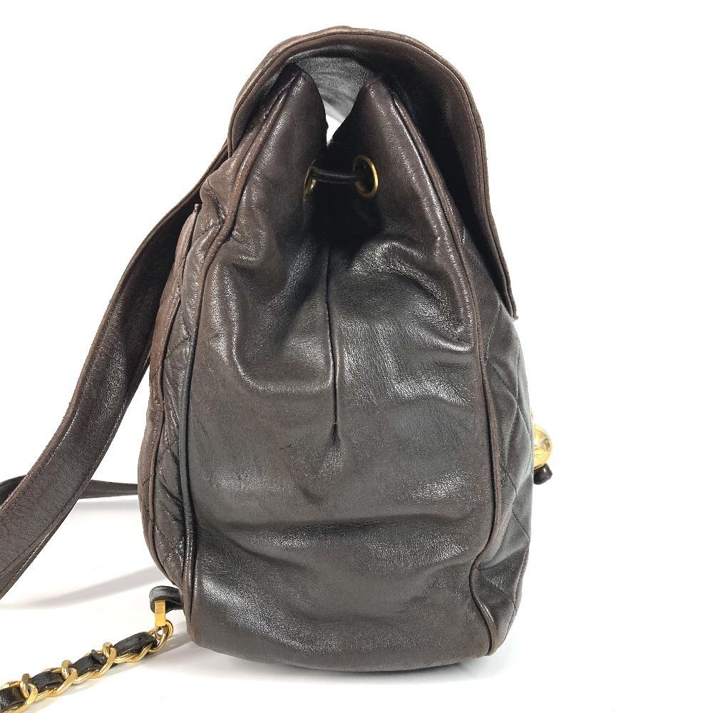 Chanel Plecak z łańcuszkiem ze sznurkiem ściągającym, pikowany matelassé, vintage, ze skóry jagnięcej, czarny