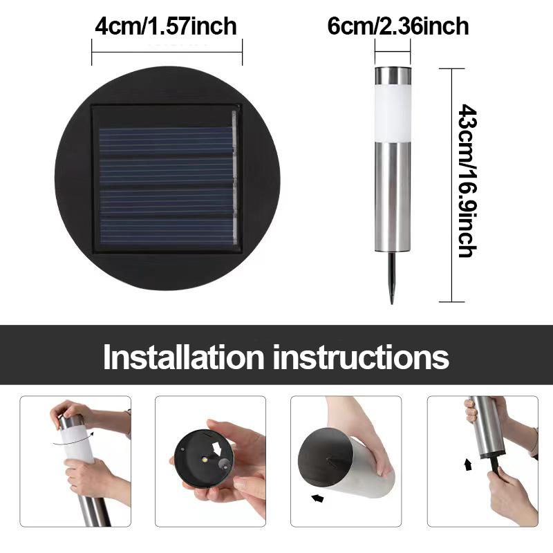 Luzes de caminho solares à prova d'água, atualizadas, para passarela, paisagem, entrada de veículos ao ar livre, luzes de ligar/desligar automaticamente para quintal, gramado, pátio
