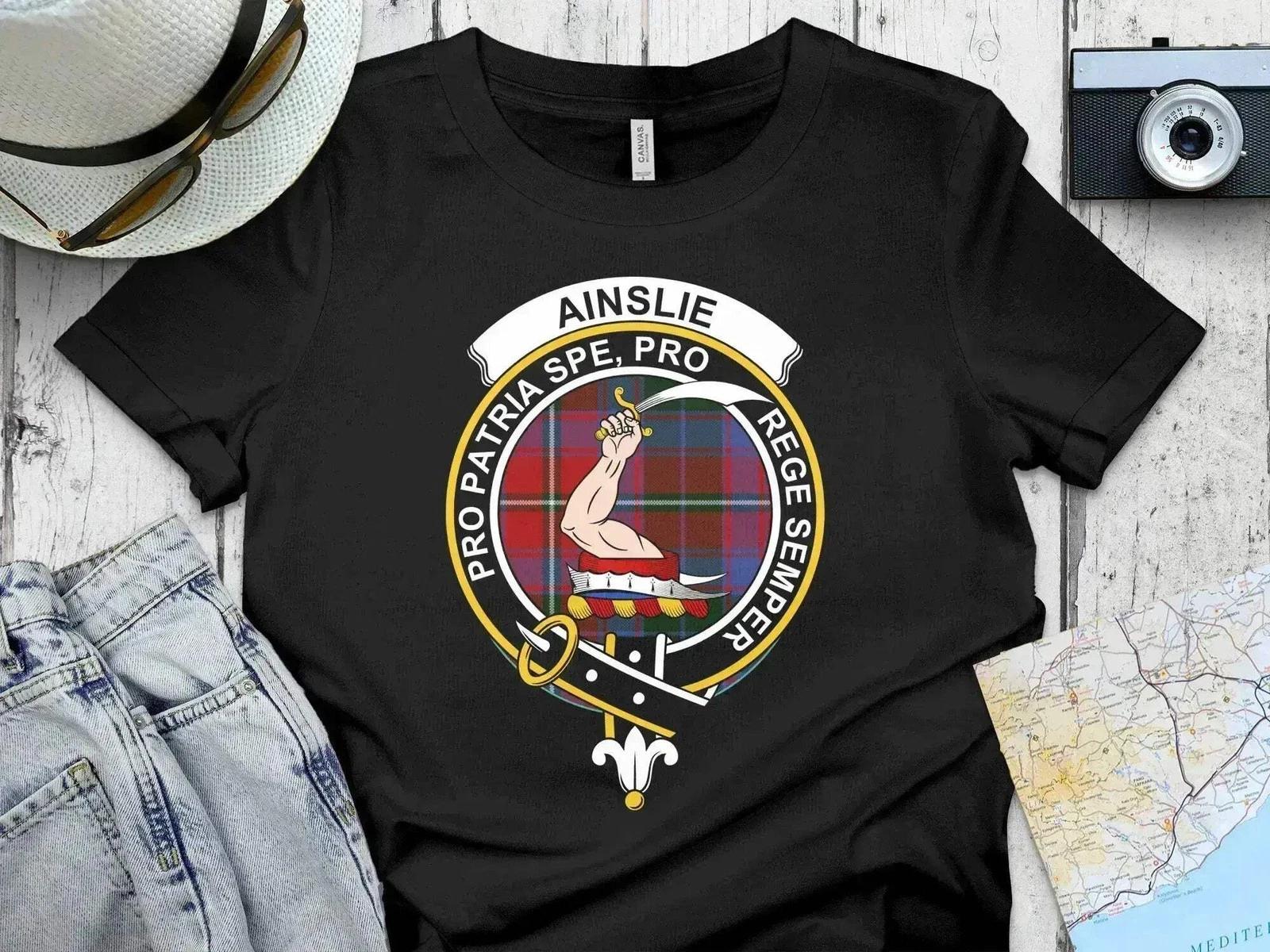 Ainslie Clan Crest Tartan T-Shirt Sweatshirt 4XL