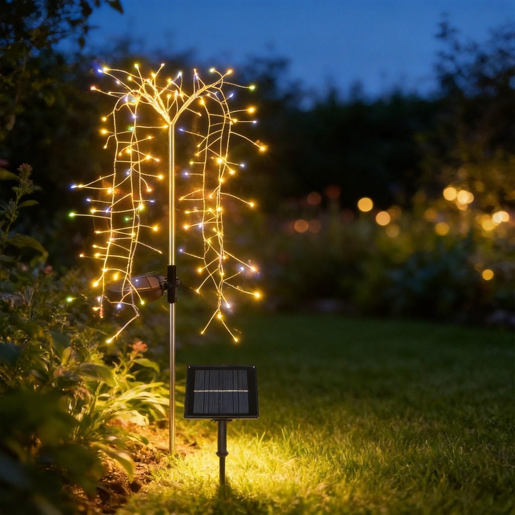 Solar Ground Inset Firework Led Landscape Light Waterproof Yard Decor For Garden