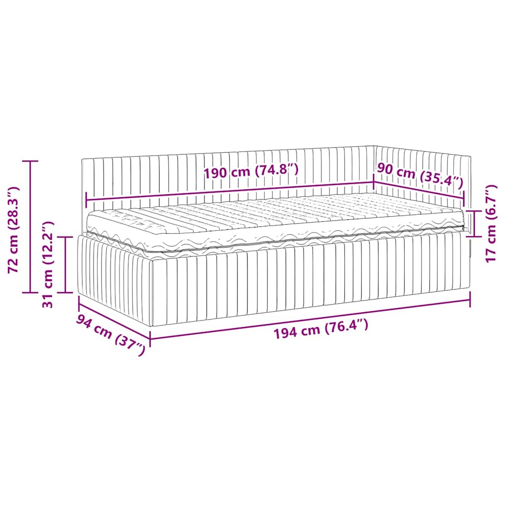 Corner Bed Frame with Mattress and Headboard 2 Pcs Green Velvet