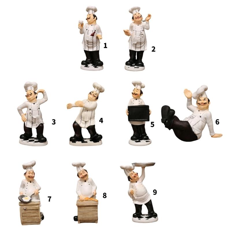 Artistic Miniature Chefs Statue Resin Cooking Craft Figurine Collectible Ornament For Kitchen and Dining Room Display