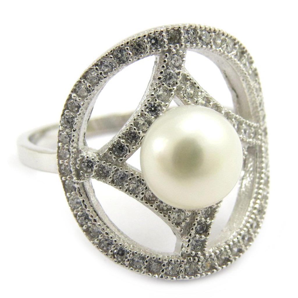 Silver Ring 'Sissi' White Silver (rhodium) - 15x18 Mm