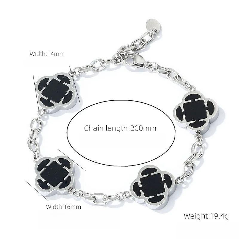 

Stylish Petal Four-leaf Clover Chain Bracelets for Woman Men Boys,Waterproof Natural Shell Chain Links Wristband,Birthday Gift 20cm (4leaves)