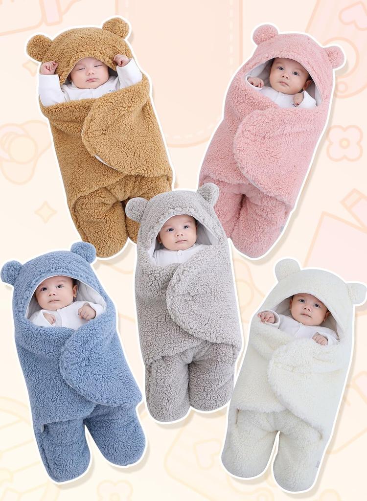 MOONMN Baby Newborn Baby Baby Sleeping Cute Winter Baby Carry Blanket with Baby Shower Bear Gentle On Machine Thick Size S Swaddle, Swaddle, Clothes,
