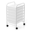 Sanwa Direct 6-Drawer Kitchen Cart, Tool Cart, Cabinet, with Casters, White, 100-SNW026W, A4 Storage, 33cm Wide X 39cm Deep X 64.8cm High