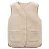 Gilet pour femme 2026 en laine d'agneau et cuir - Style coréen, Vêtement d'extérieur polyvalent Automne/Hiver