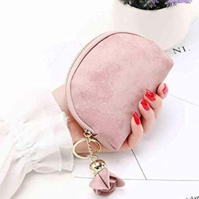 Porte-monnaie - Femme - Rose - Pendentif - Fermeture éclair - Compact