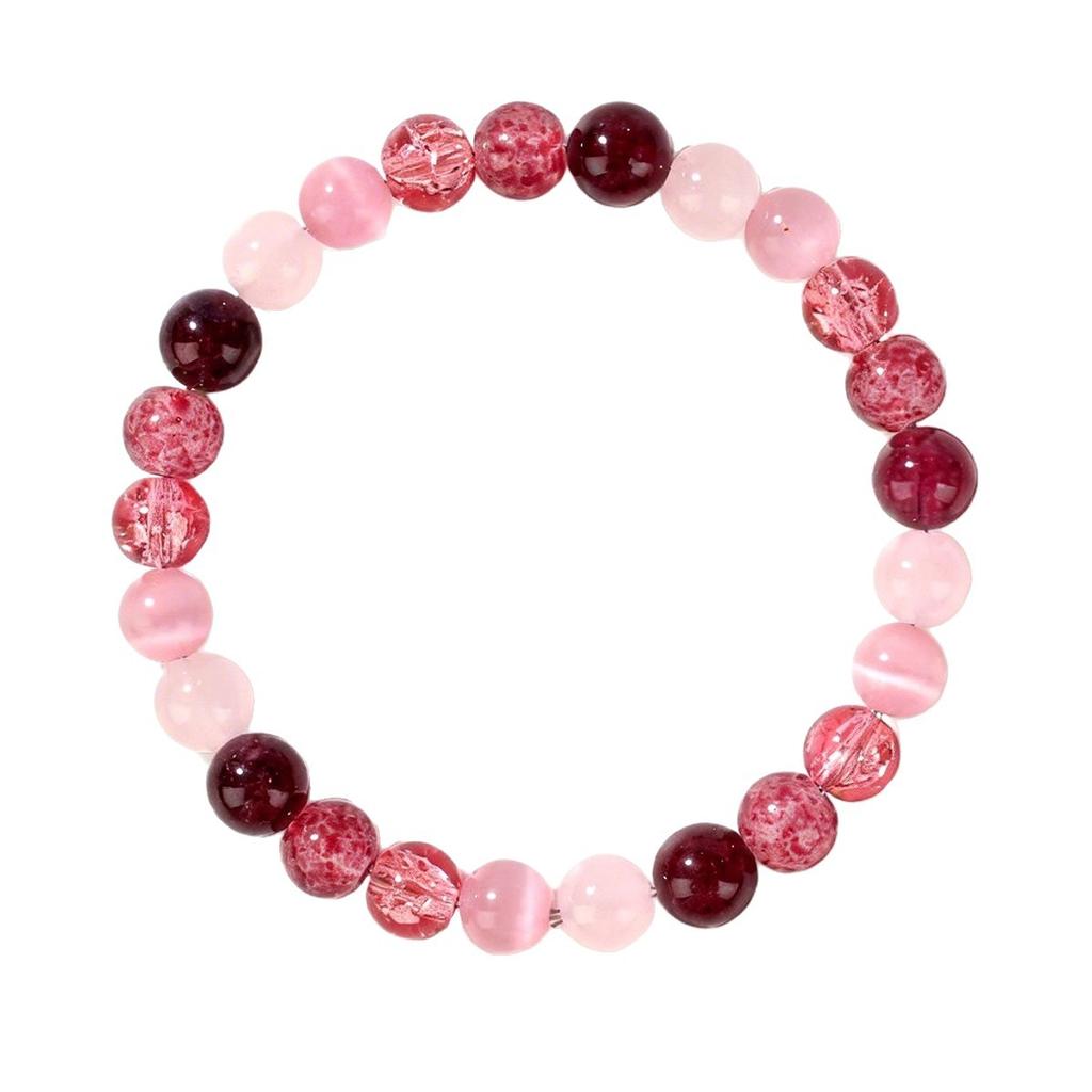 Festive Gifts Romantic Pink Red Agate Beaded Bracelet Fashion Jewelry For Women Daily Wear Stylish And Easy To Match Accessory