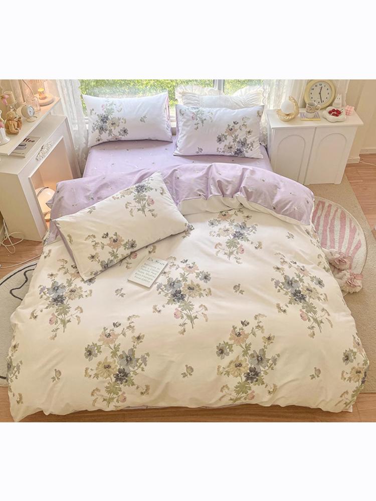 Duvet Cover Set for Double Bed 100% Cotton Quilt Cover Comforter Covers with 2pc Pillowcase Luxury Flower Printed Bedding Set