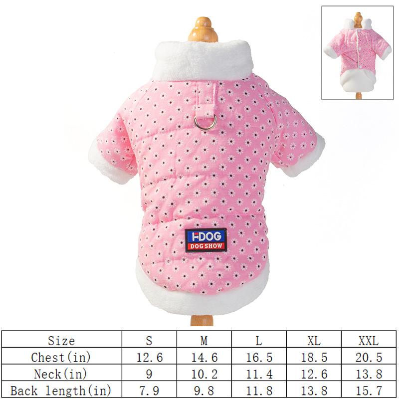 

Pet dog coat, fashionable and comfortable little daisy clothes, plus velvet thickened winter warm dog clothes L рожевий