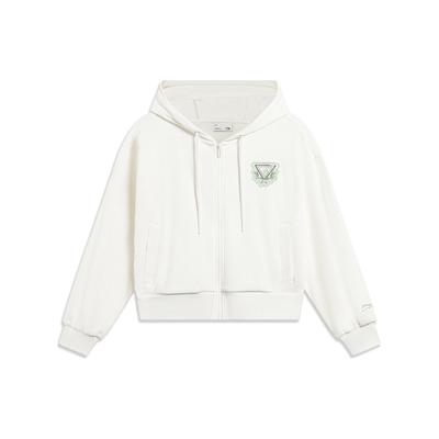 Li Ning Sports Lifestyle-serie Ensfarvet Løstsittende Hettegenser Dame genser Off-White AWDT372-4