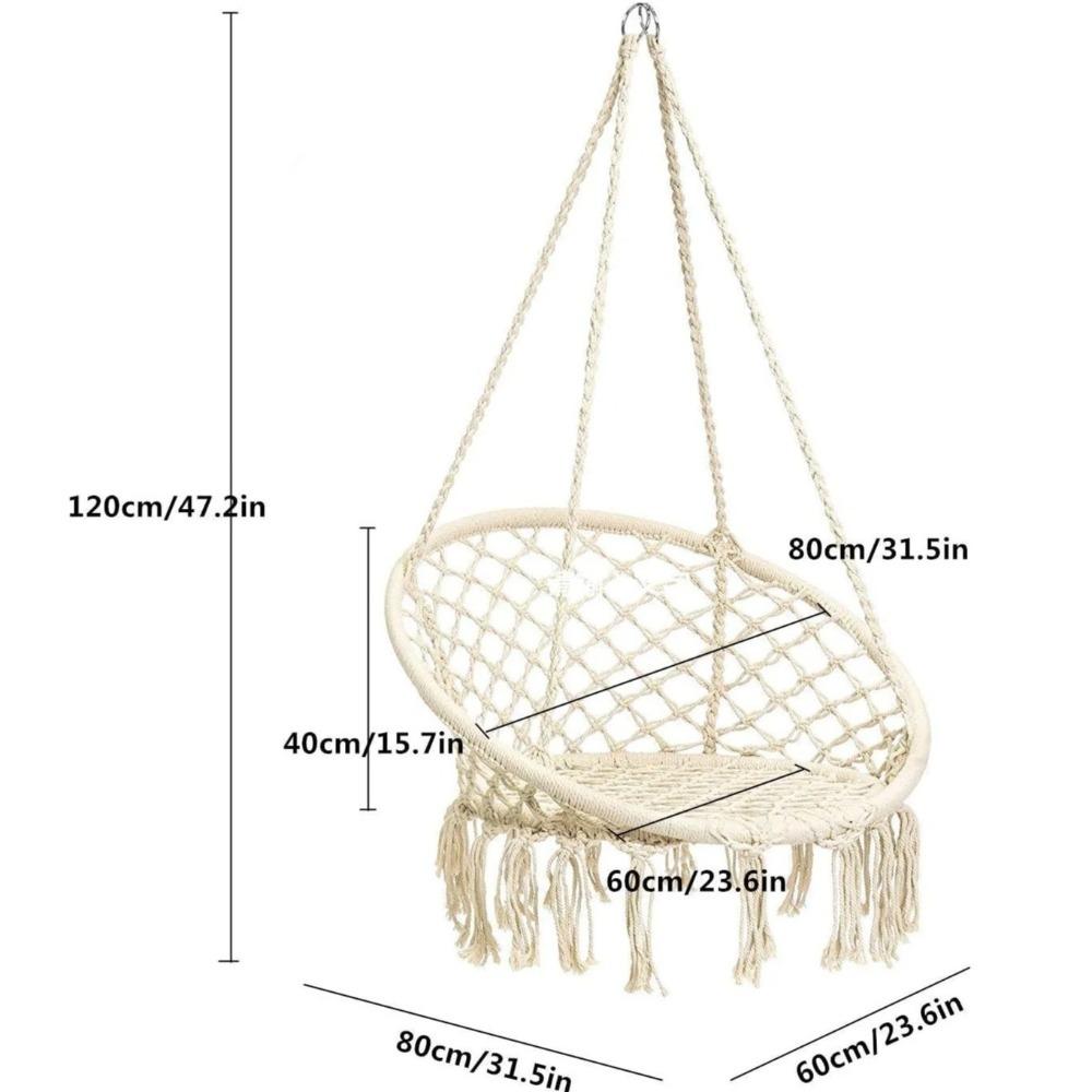 Nordischer Hängesessel Hängematte Quasten Dekoration Stricken Außen Schaukelplattform Baumwollseil Schaukelstuhl