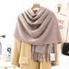 Wool Cashmere Feel Scarf Autumn and Winter Versatile Solid Color Scarf Women's Winter High End Imitation Cashmere Scarf
