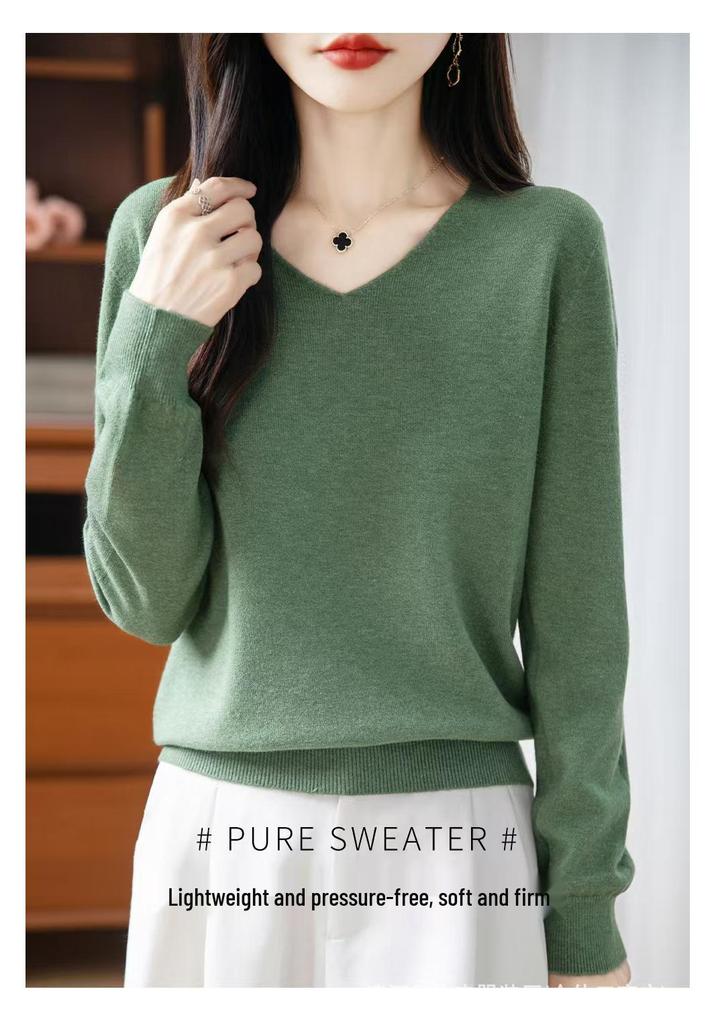 V-Neck Knitted Sweater: Seamless, Loose, Long Sleeves, Autumn/Winter Style, Slim Fit, Warm and Chic.