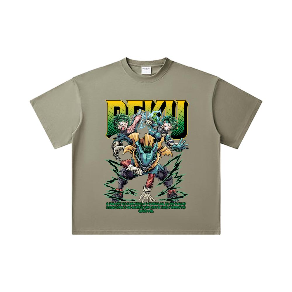 260 GSM Double Yarn 32 Count 100% Cotton My Hero Academia V15 Deku Print Unisex Heavy Cotton T Shirt