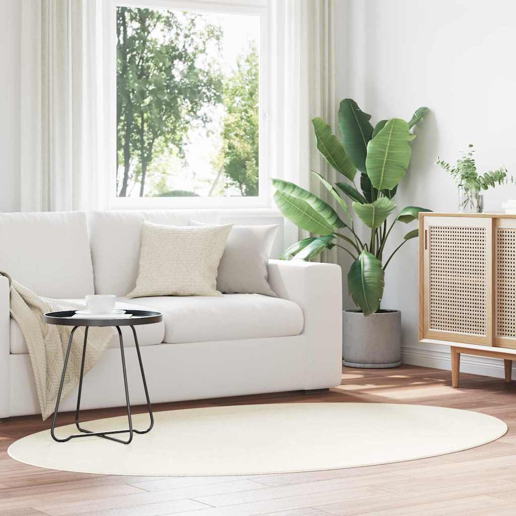 Area Rugs Oval HUARTE Cream 140 X 200 Cm 100percent  Polyester