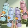 1PC Everyone Don't Do That Mushroom Cat 750ml Color Plastic Sports Water Bottle Leakproof Flip Straw Lid Suitable for Sports Office Home Use
