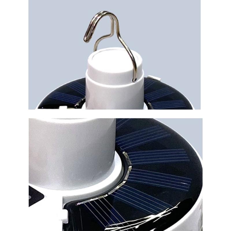 Portable Solar Camping Light USB Rechargeable Tent Lamp with Hook Folding LED Football Bulbs Emergencies Light