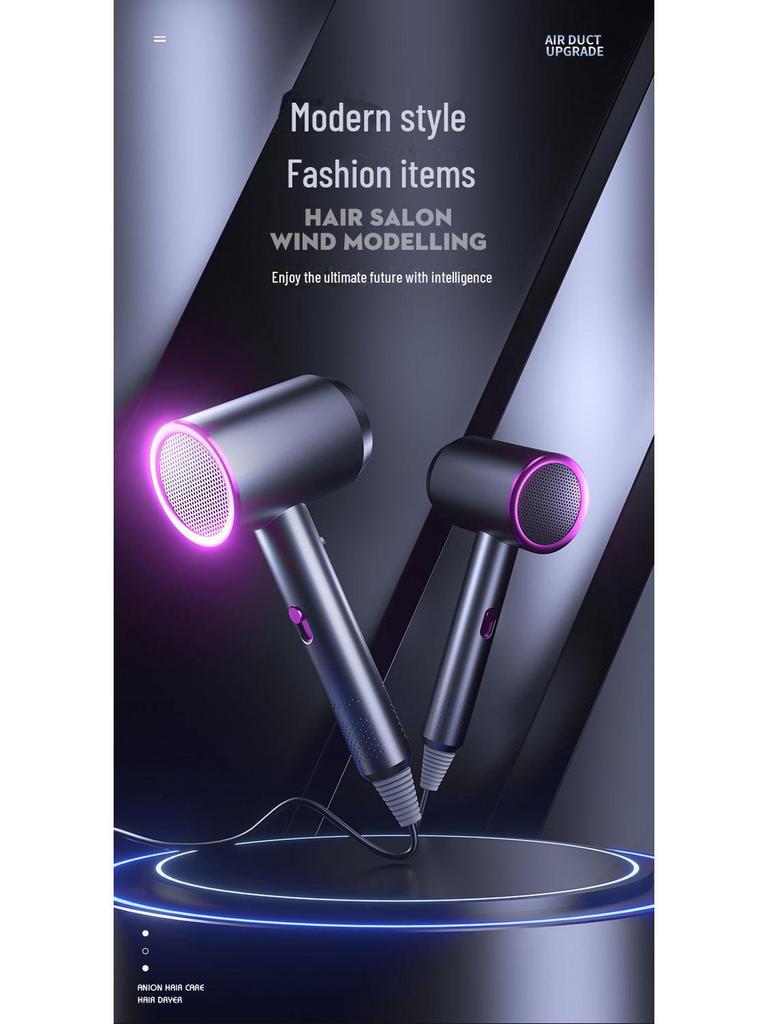 Vysoce výkonný vysoušeč vlasů s modrým světlem, horký/studený vítr, vhodný pro použití v domácnosti, salonu nebo na koleji.