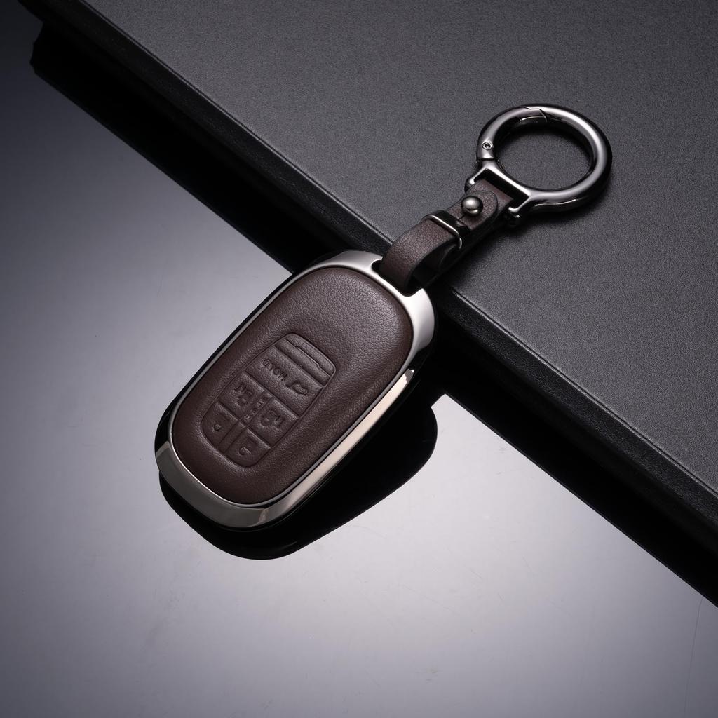 [PIMOHI] Kompatibel mit Honda Schlüsselanhänger Metall Echtes Leder Civic