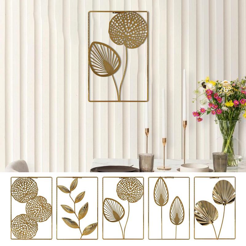 Modern Metal Wrought Iron Leaves Wall Hanging Ornament Wrought Iron Leaves Mural Pendant Living Room Bedroom Home Decor