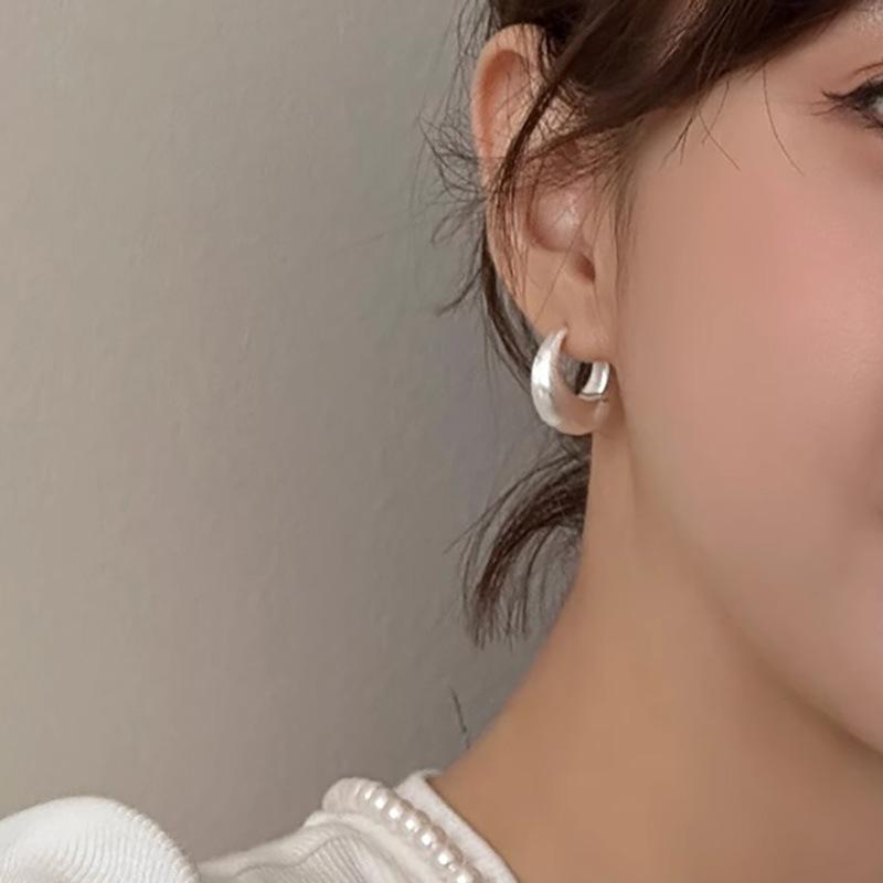 Minimalist Cold Style Brushed Earrings Niche High-end Compact Design Fashion Versatile Studs Back-to-school Ambience Trendy Daily Jewelry