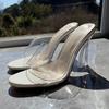 Fashion One-word Belt Sandals Women's Summer Mid-heel Square Toe Open-toe Shoes New Soft Leather Fairy Thick Heel Shoes