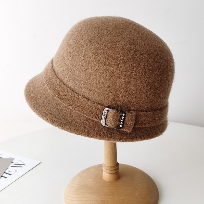 Wool Hat Women's Autumn and Winter New Face Small Top Hat Hepburn Style French Elegant Retro Bucket Hat Basin Hat