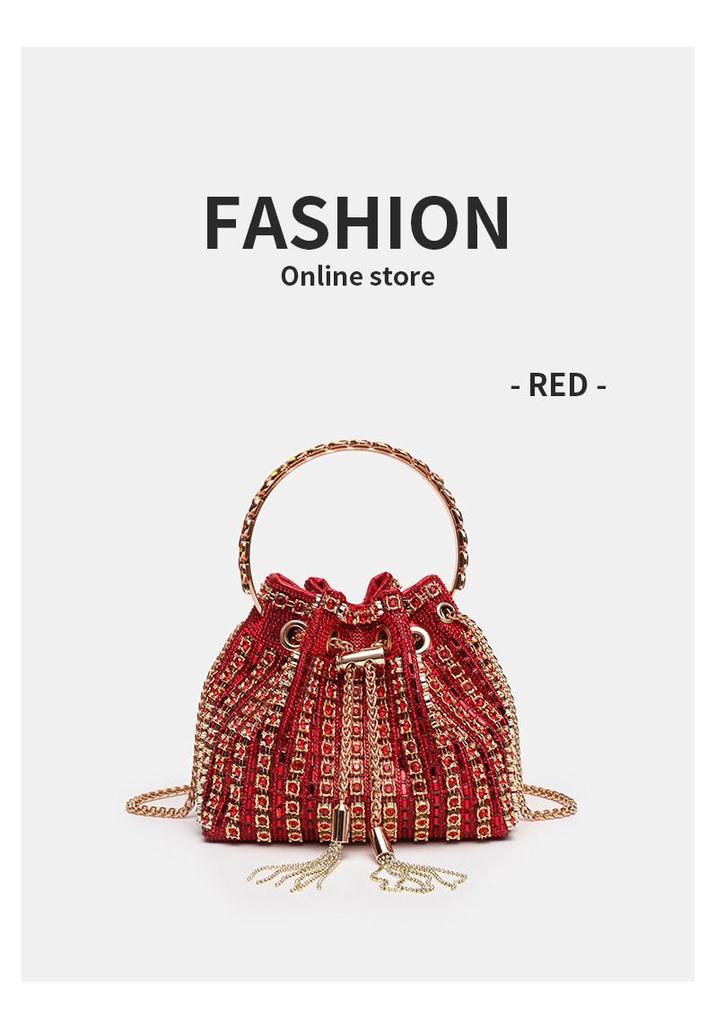 Elegant Silver AB Rhinestone Tassel Handbag - Women's Shoulder Bag for Live Streaming