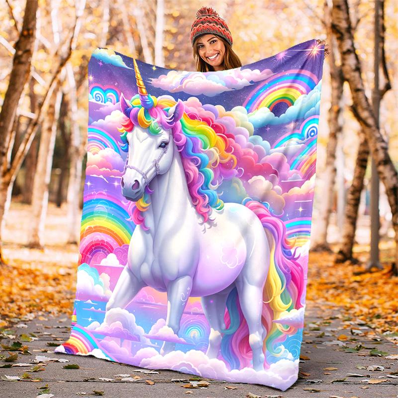 1PC Purple unicorn blanket, al season lightweigh Poster blanket home office outdoor nap multifunc Poster blanketional blanket