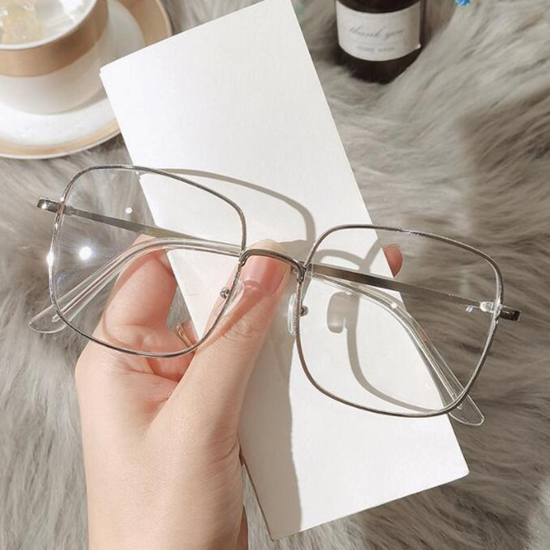Big Square Myopia Glasses Women Men Metal Frame Prescription Eyewear 0 to -6 0 Diopter Large Size Fashion Eyeglasses