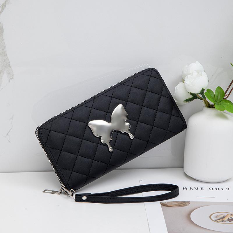 Linggedo Card Wallet Sweet and Cute Ladies Niche Clutch Metal Butterfly Small Bag