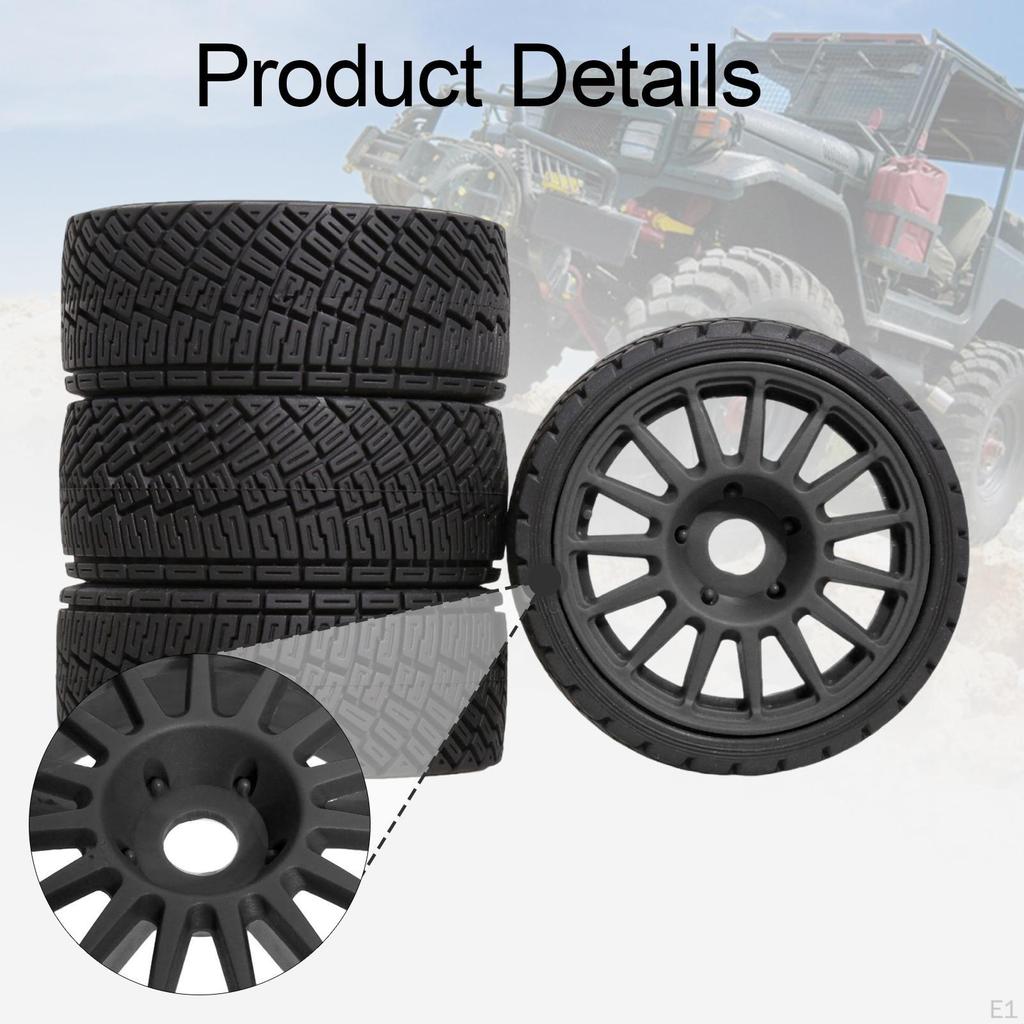 4 Pieces RC Wheel and Tire DIY Accs Easy Installation Professional Model Spare Parts Replace