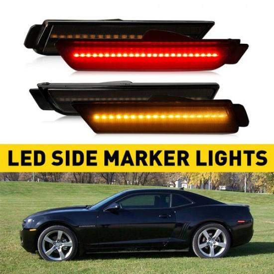 Smoked Clear / Side Lens Marker White/Amber/Red Light Fit Chevy 2010-2015 Camaro